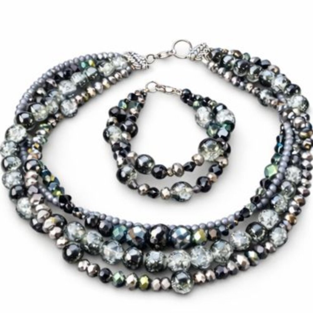 **✨ Handmade One-of-a-Kind Beaded Necklace & Bracelet Set ✨**